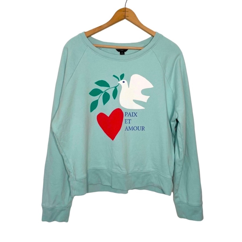 J. Crew | Paix Et Amour Dove Heart Sweatshirt